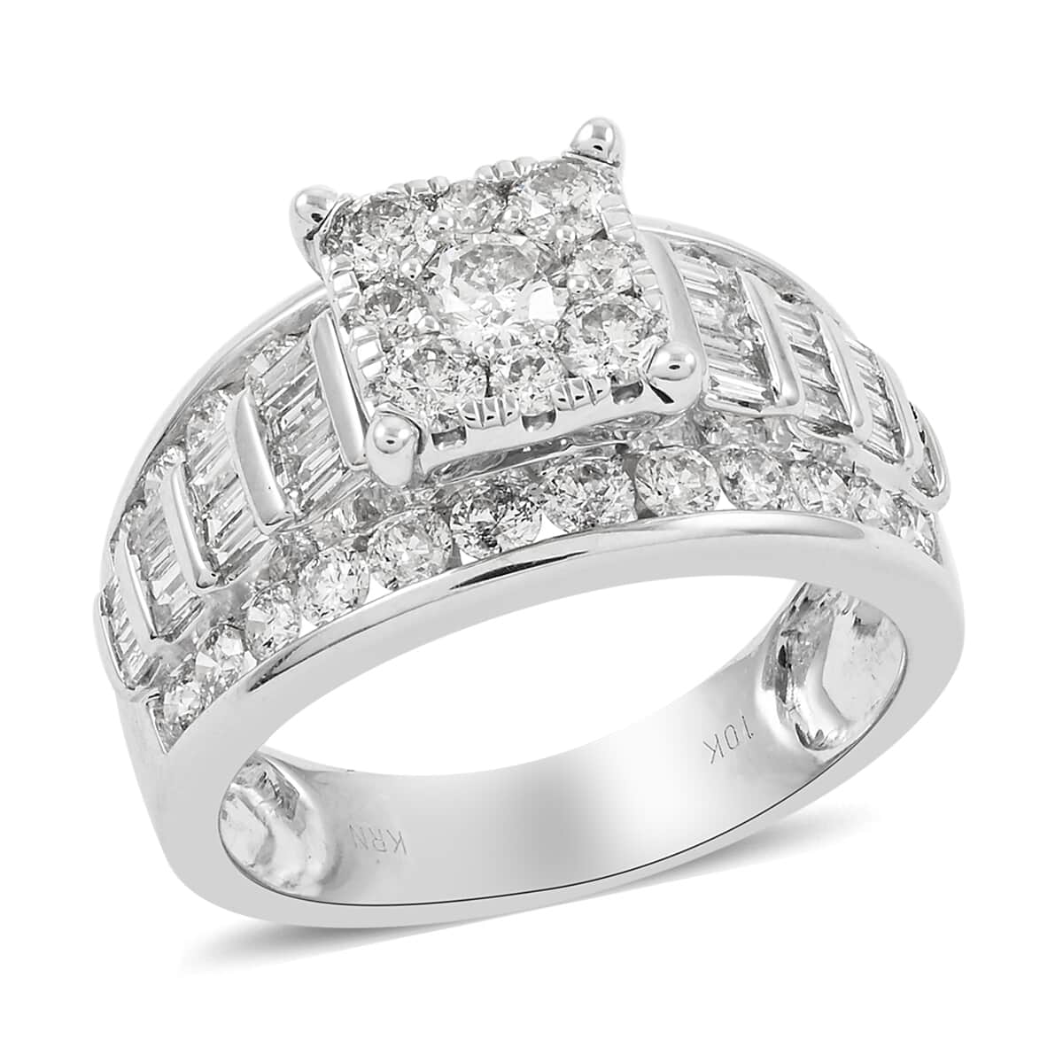 10K White Gold G-H I1-I2 Diamond Ring (Size 6.0) 7.70 Grams 2.00 ctw image number 0