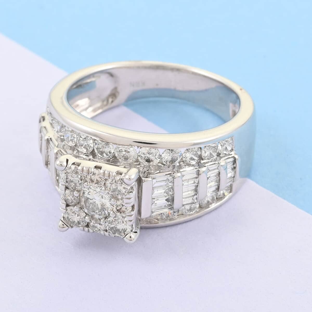 10K White Gold Diamond G-H I1-I2 Ring (Size 6.0) 7.70 Grams 2.00 ctw image number 1