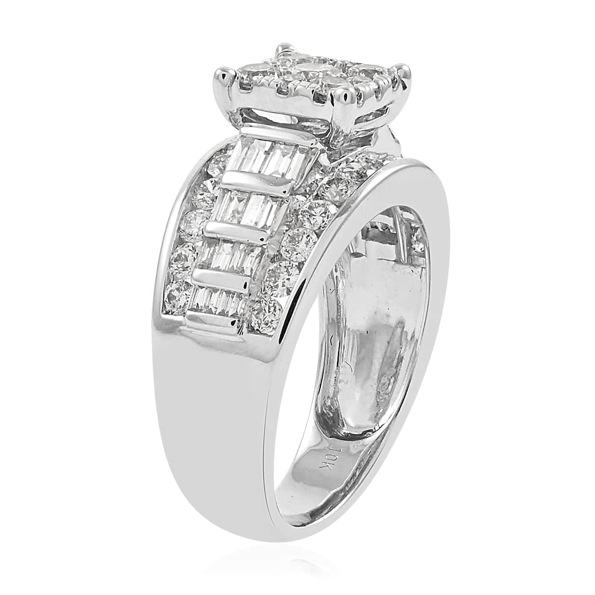 10K White Gold Diamond G-H I1-I2 Ring (Size 6.0) 7.70 Grams 2.00 ctw image number 3