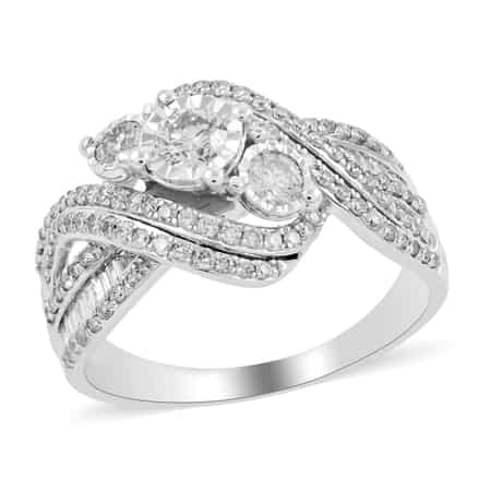 10K White Gold G-H SI Diamond Ring (Size 7.0) 4.70 Grams 1.00 ctw image number 0