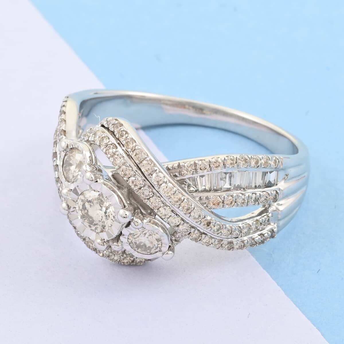 10K White Gold G-H SI Diamond Ring (Size 7.0) 4.70 Grams 1.00 ctw image number 1