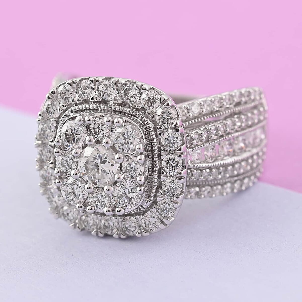 14K White Gold G-H I1 Diamond Ring (Size 7.0) 7.30 Grams 2.00 ctw image number 1