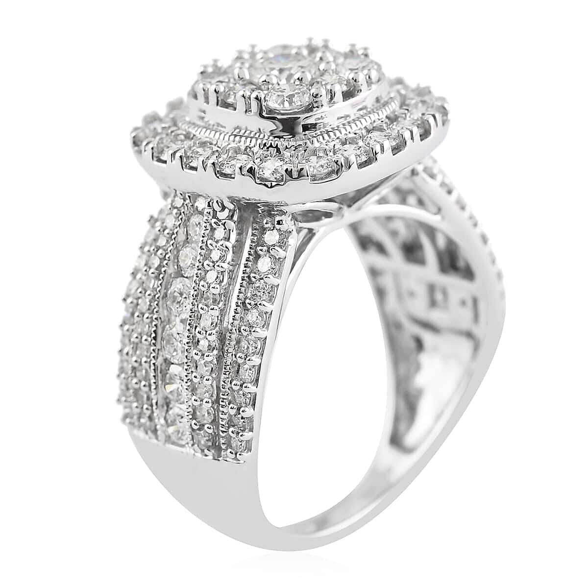 14K White Gold G-H I1 Diamond Ring (Size 7.0) 7.30 Grams 2.00 ctw image number 3