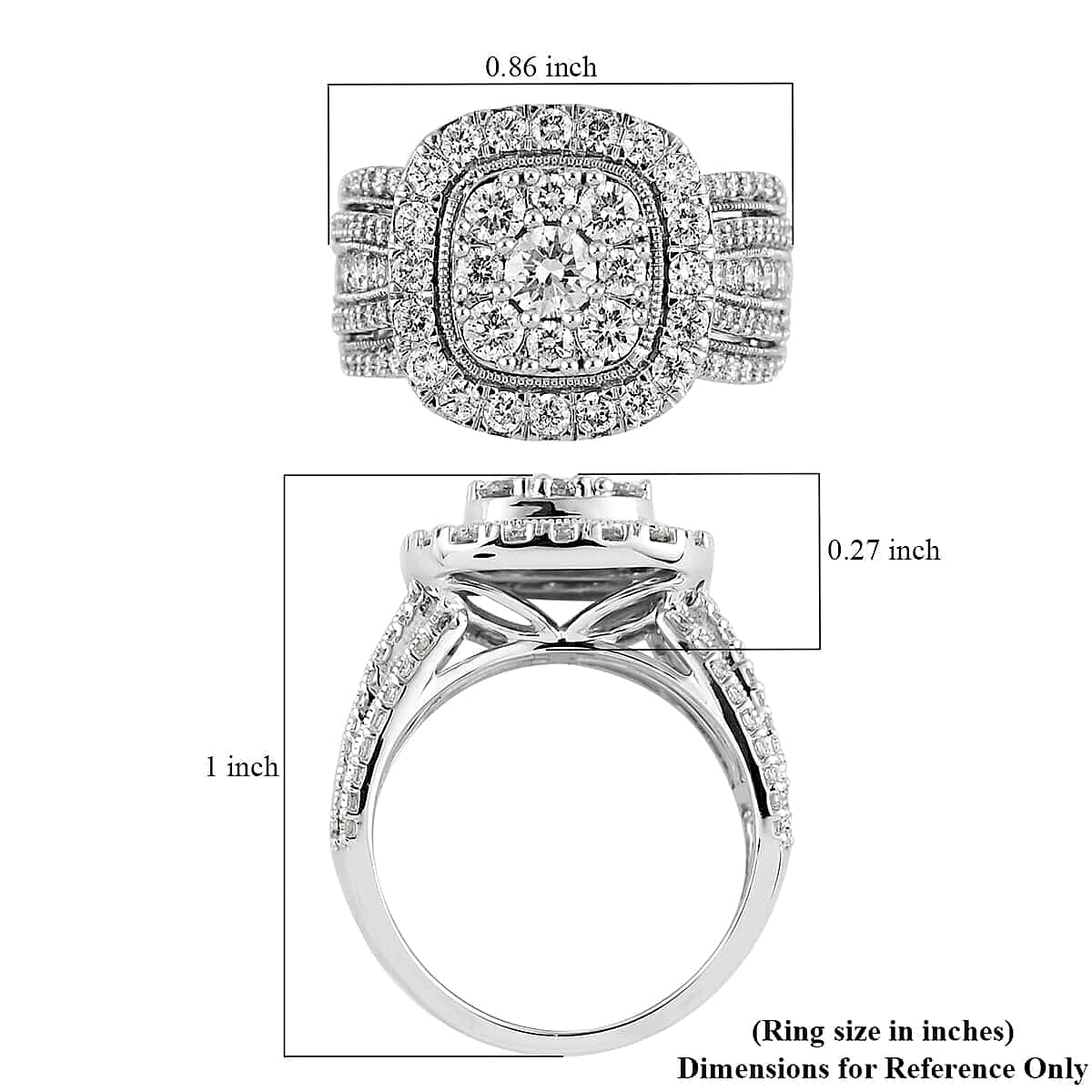 14K White Gold G-H I1 Diamond Ring (Size 7.0) 7.30 Grams 2.00 ctw image number 4