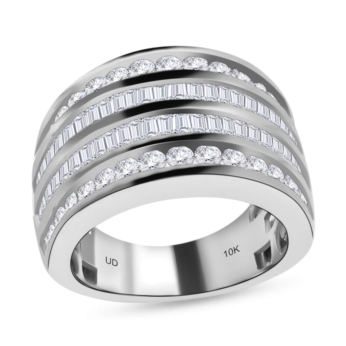 10K White Gold G-H SI Diamond Multi Row Ring 8.80 Grams 2.00 ctw image number 0