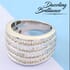 10K White Gold Diamond (G-H, SI) Multi Row Ring, Wedding Band Ring For Women (Size 7.0) (8.80 g) 2.00 ctw image number 1