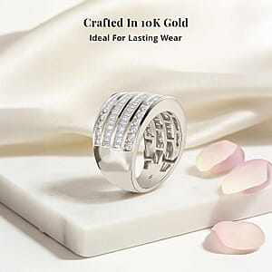 NY Closeout 10K White Gold Diamond (G-H, SI) Multi Row Ring, Wedding Band Ring For Women (Size 7.0) (8.80 g) 2.00 ctw