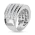 10K White Gold Diamond (G-H, SI) Multi Row Ring, Wedding Band Ring For Women (Size 7.0) (8.80 g) 2.00 ctw image number 4