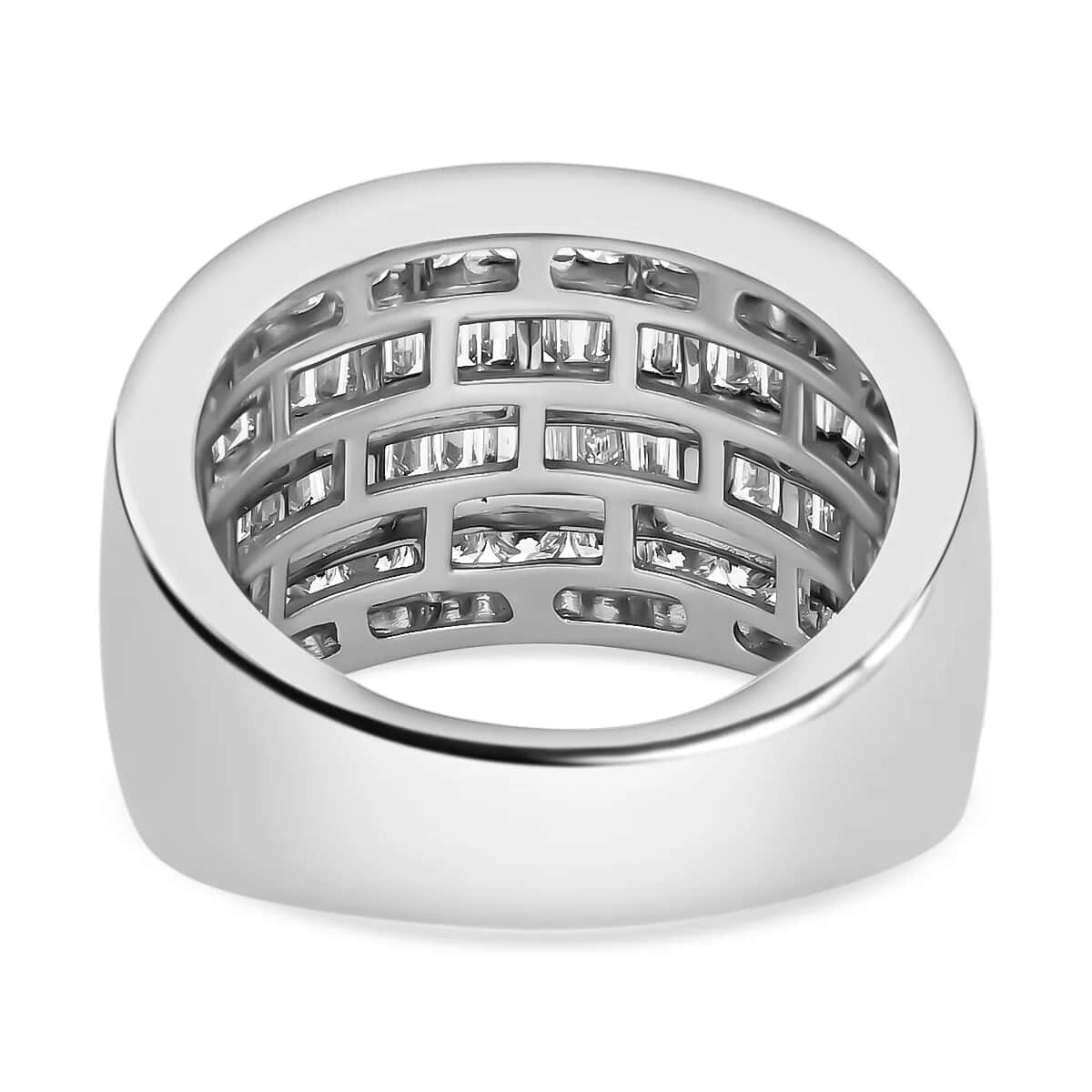 10K White Gold Diamond (G-H, SI) Multi Row Ring, Wedding Band Ring For Women (Size 7.0) (8.80 g) 2.00 ctw image number 5