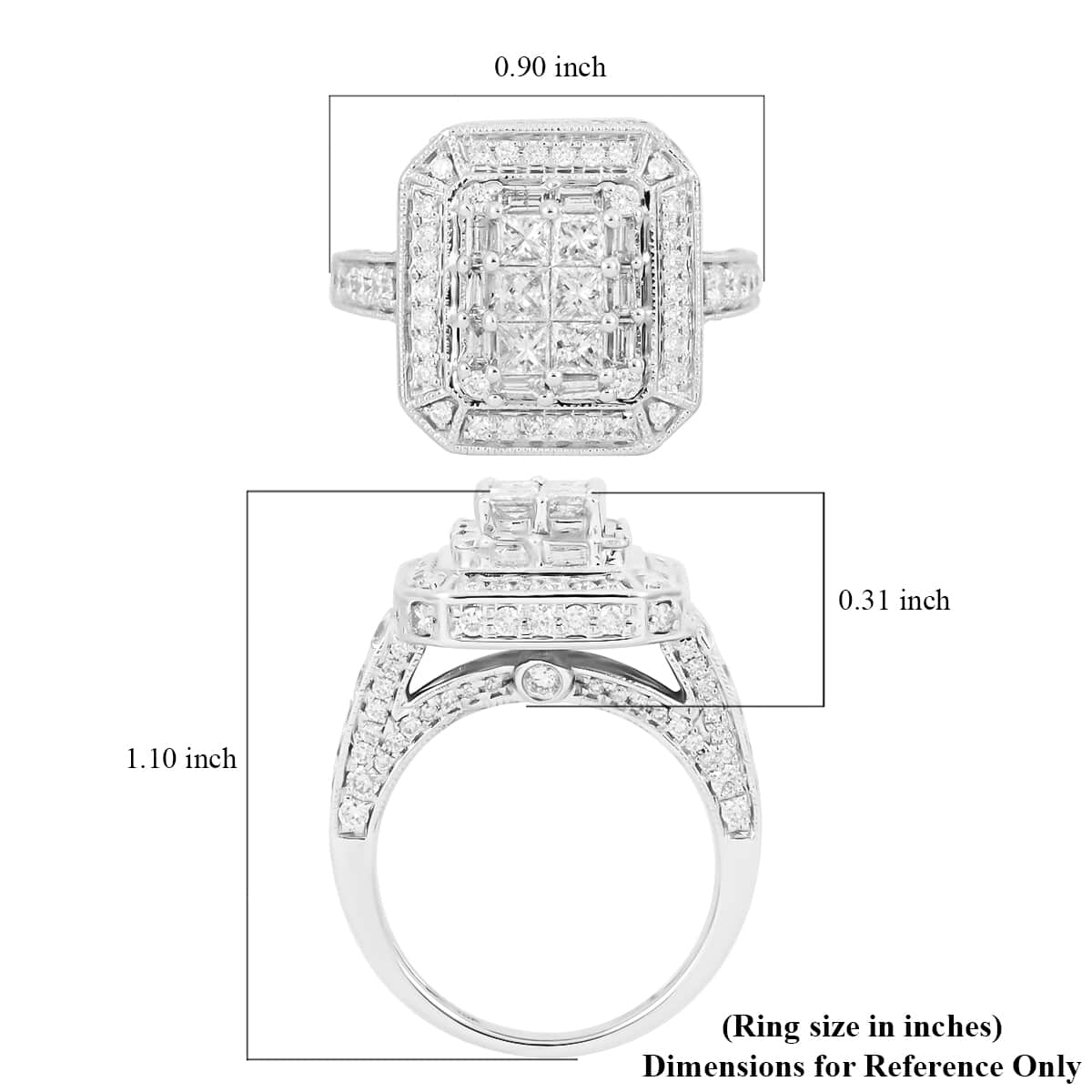 10K White Gold Diamond G-H SI Art Deco Inspired Cathedral Ring (Size 7.0) 5.50 Grams 2.00 ctw image number 4