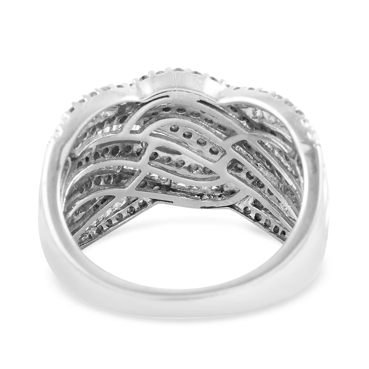 NY Closeout 10K White Gold G-H I1-I2 Diamond Swirl Design Ring (Size 7.0) 5.75 Grams 1.00 ctw image number 4