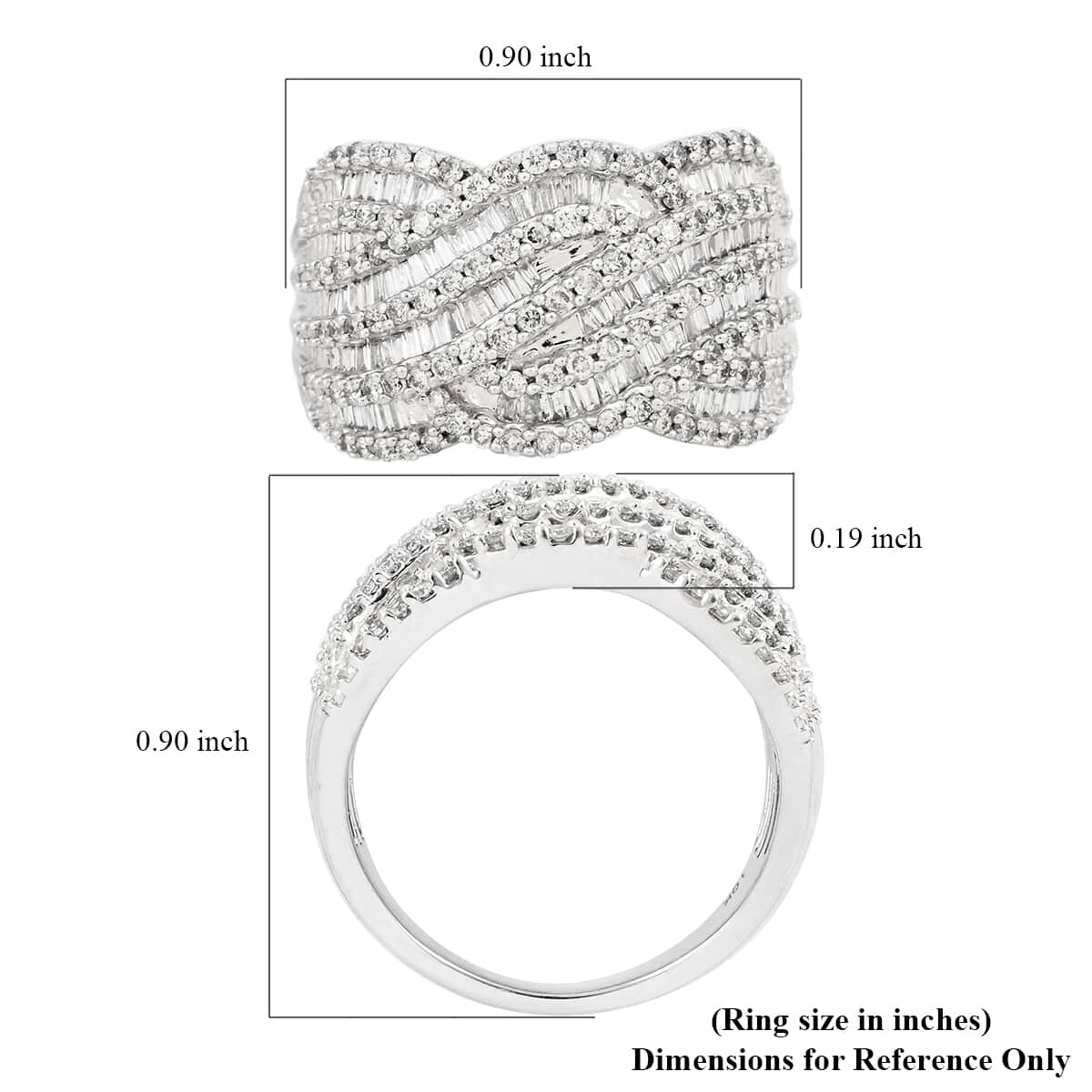 NY Closeout 10K White Gold G-H I1-I2 Diamond Swirl Design Ring (Size 7.0) 5.75 Grams 1.00 ctw image number 5