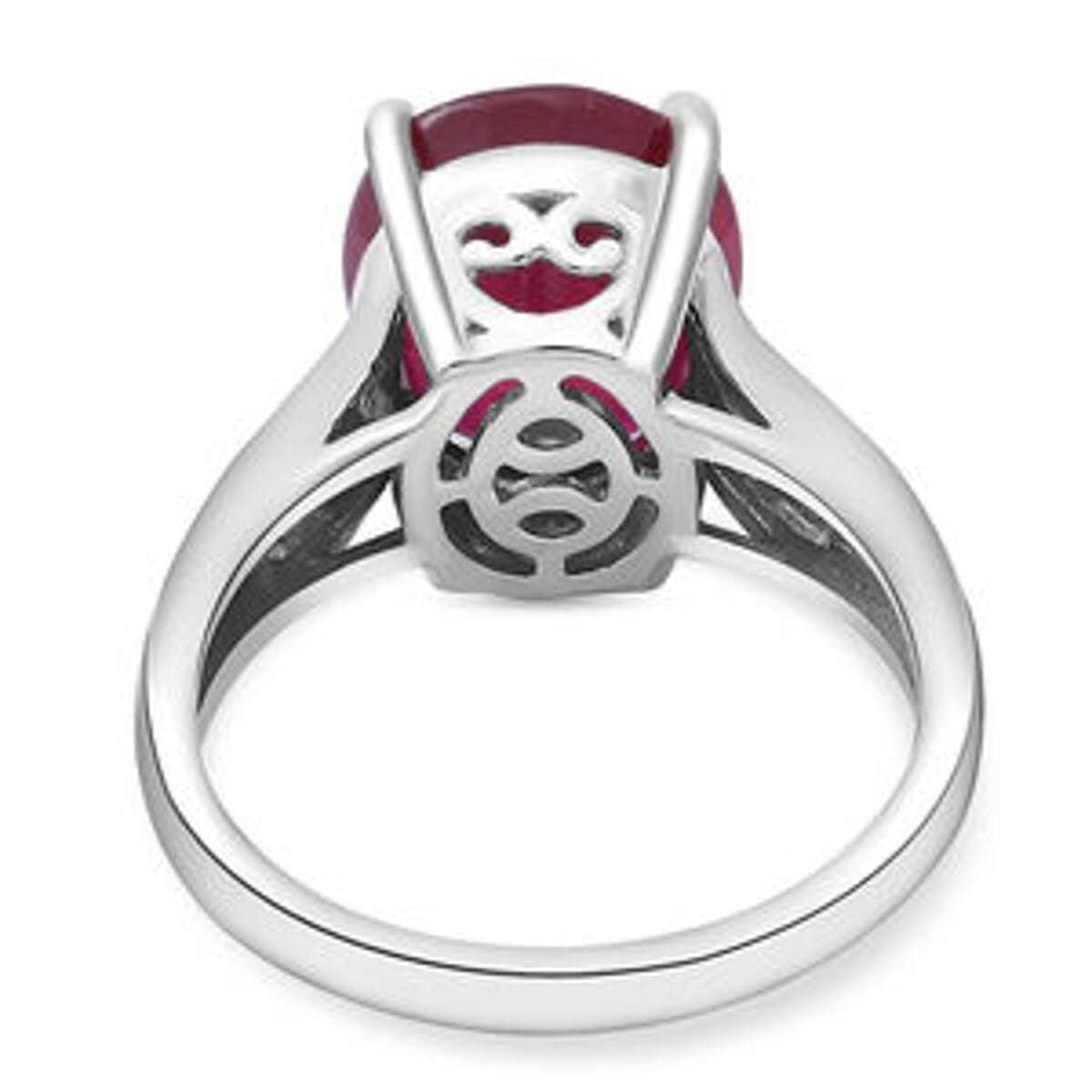 Niassa Ruby (FF) and Diamond 8.96 ctw Ring in Platinum Over Sterling Silver (Size 8) image number 3