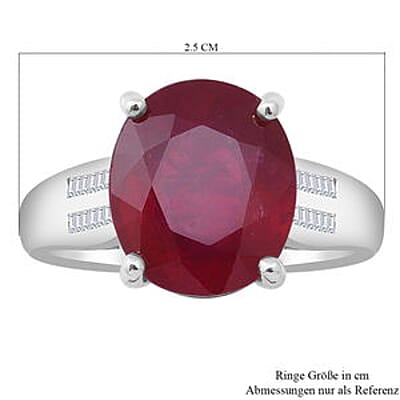 Niassa Ruby (FF) and Diamond 8.96 ctw Ring in Platinum Over Sterling Silver (Size 8)