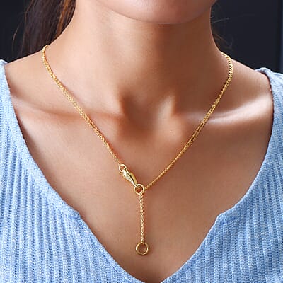 White Zircon Horse Necklace 36 Inches in Vermeil Yellow Gold Over Sterling Silver 0.07 ctw