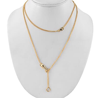 White Zircon Horse Necklace 36 Inches in Vermeil Yellow Gold Over Sterling Silver 0.07 ctw