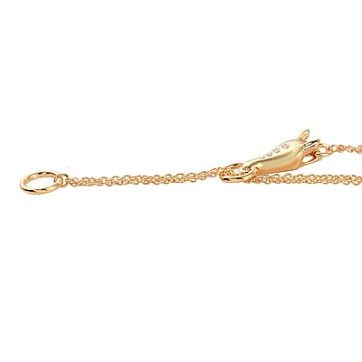 White Zircon Horse Necklace 36 Inches in Vermeil Yellow Gold Over Sterling Silver 0.07 ctw