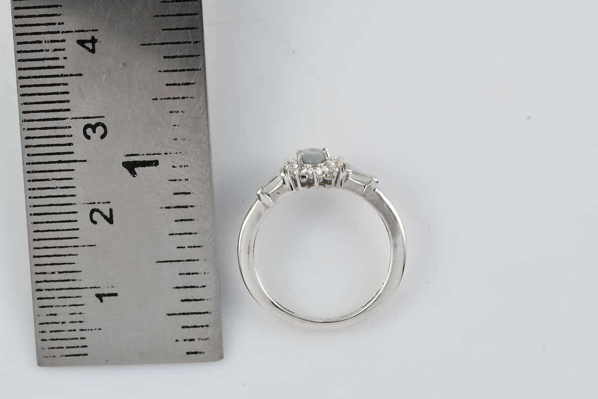 Narsipatnam Alexandrite and White Zircon Sunburst Ring in Platinum Over Sterling Silver (Size 10.0) 0.75 ctw image number 6