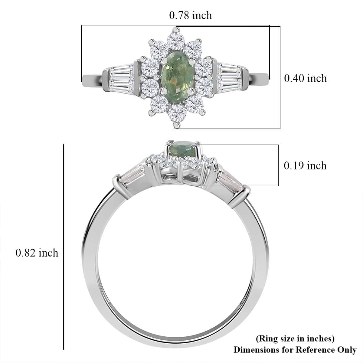 Narsipatnam Alexandrite and White Zircon Sunburst Ring in Platinum Over Sterling Silver (Size 5.0) 0.75 ctw image number 5
