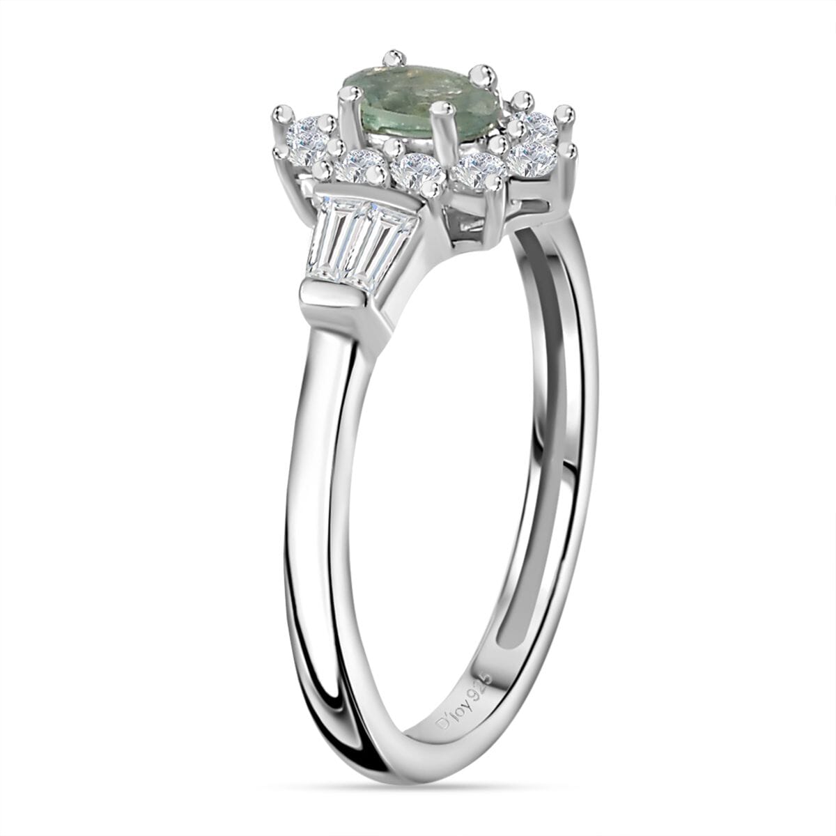 Narsipatnam Alexandrite and White Zircon Sunburst Ring in Platinum Over Sterling Silver (Size 6.0) 0.75 ctw image number 3