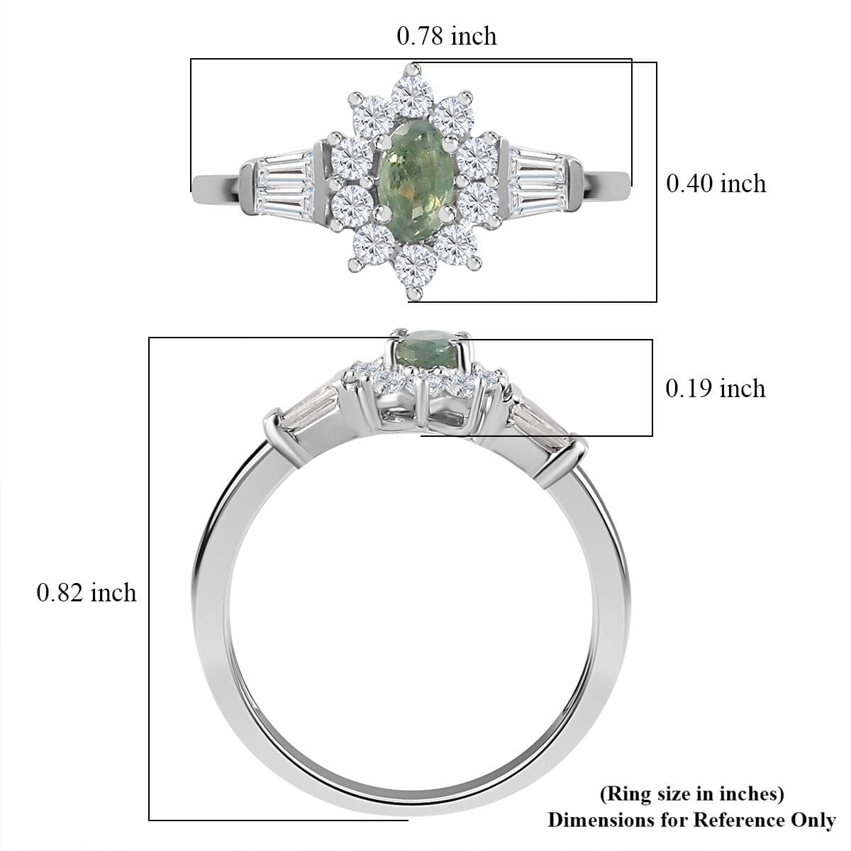 Narsipatnam Alexandrite and White Zircon Sunburst Ring in Platinum Over Sterling Silver (Size 6.0) 0.75 ctw image number 5