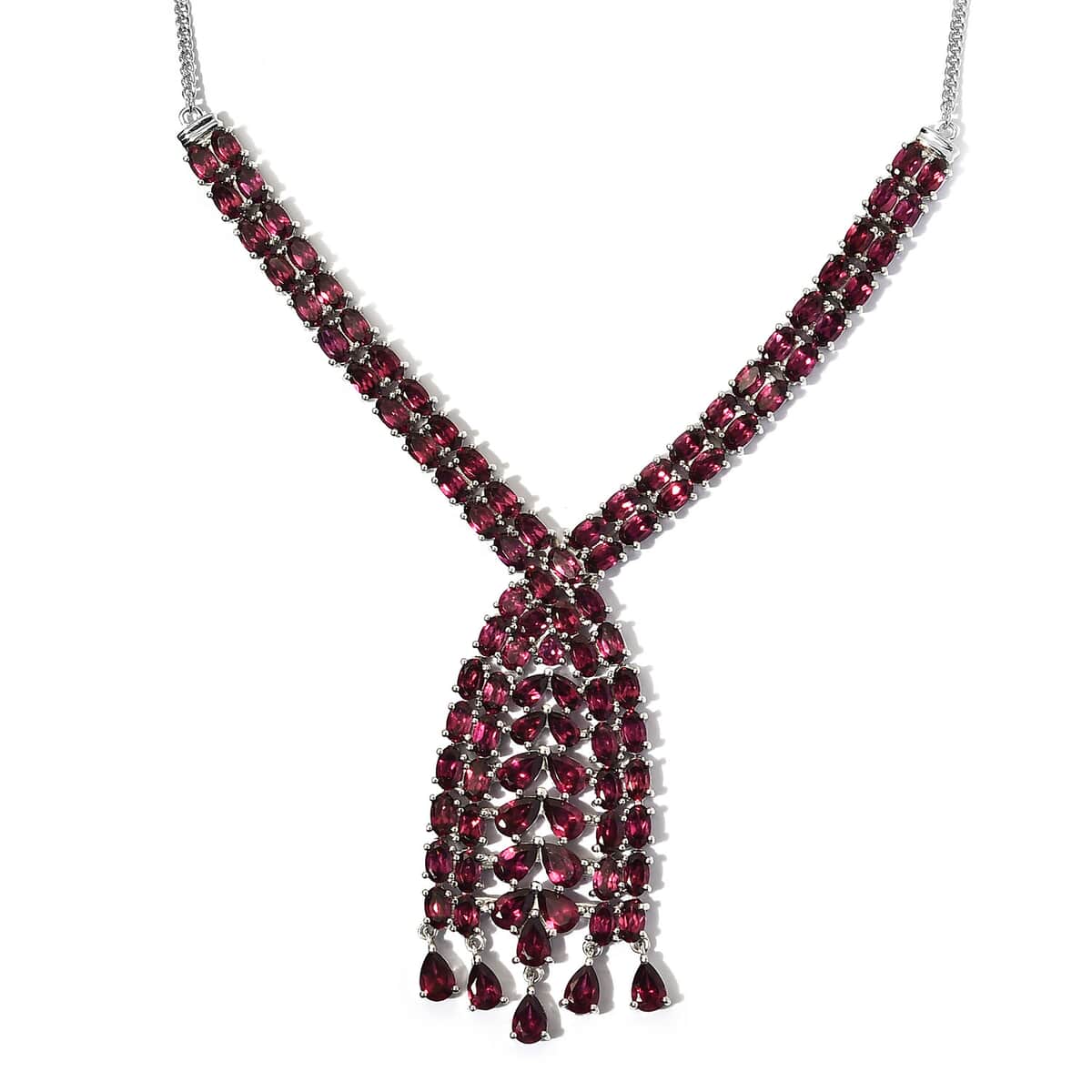 Orissa Rhodolite Garnet Necklace 18 Inches in Platinum Over Sterling Silver 32.75 ctw image number 0