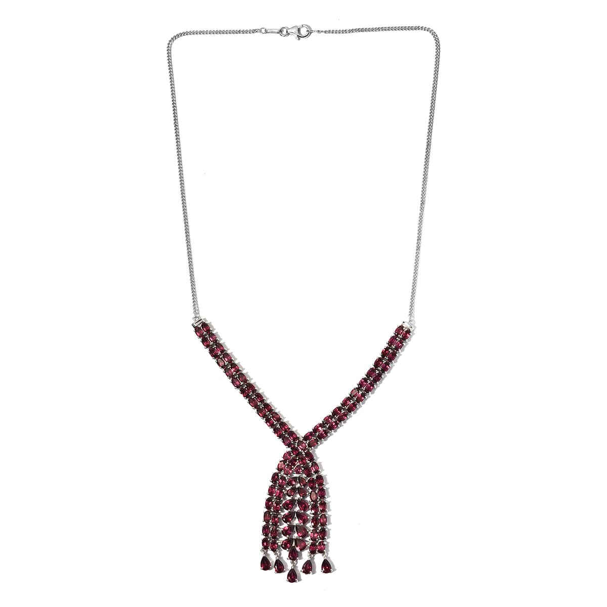 Orissa Rhodolite Garnet Necklace 18 Inches in Platinum Over Sterling Silver 32.75 ctw image number 2