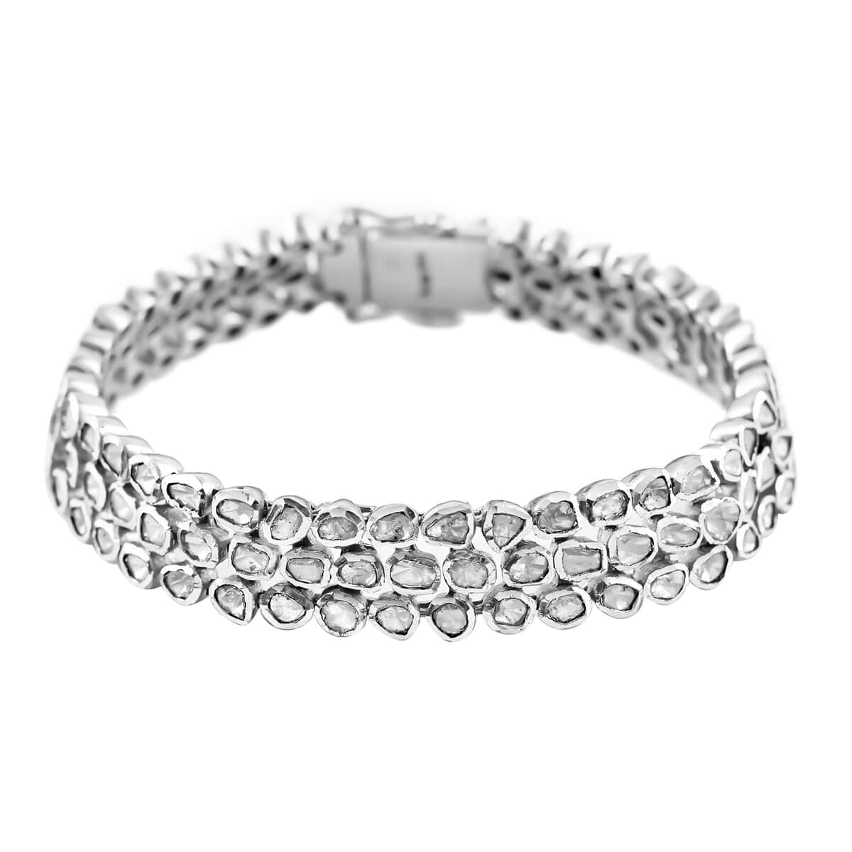 White Diamond  Bracelet (Size - 8.5) in Rhodium Overlay Sterling Silver 7.00 ctw ,  Silver Wt. 30 g image number 0