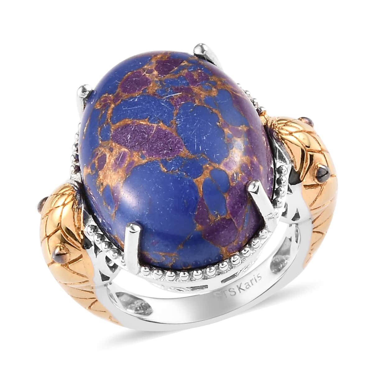 KARIS Mojave Purple Turquoise Snake Ring in Platinum Bond and 18K YG Plated (Size 6.0) 14.25 ctw image number 0
