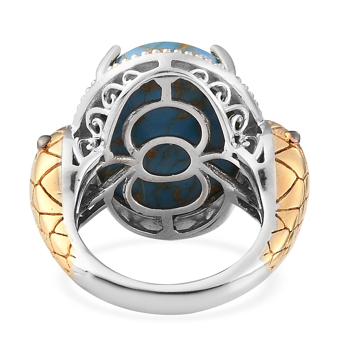 Karis Mojave Blue Turquoise Snake Ring in Platinum Bond and 18K YG Plated (Size 10.0) 13.25 ctw image number 4