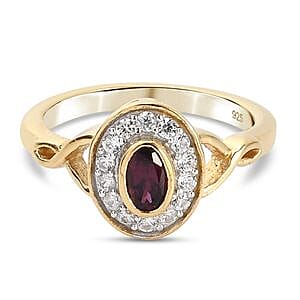 Anthill Garnet and White Zircon 0.57 ctw Ring in 14K Yellow Gold Over Sterling Silver (Size 5.5)