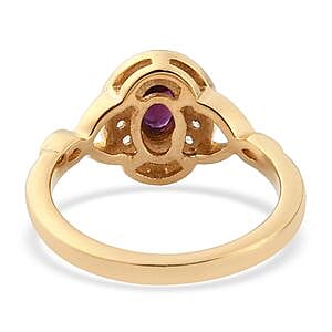 Anthill Garnet and White Zircon 0.57 ctw Ring in 14K Yellow Gold Over Sterling Silver (Size 5.5)