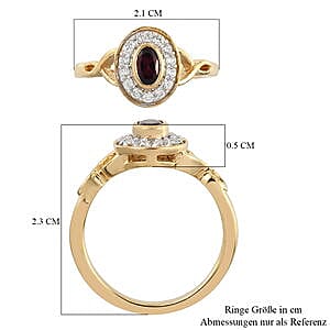 Anthill Garnet and White Zircon 0.57 ctw Ring in 14K Yellow Gold Over Sterling Silver (Size 5.5)