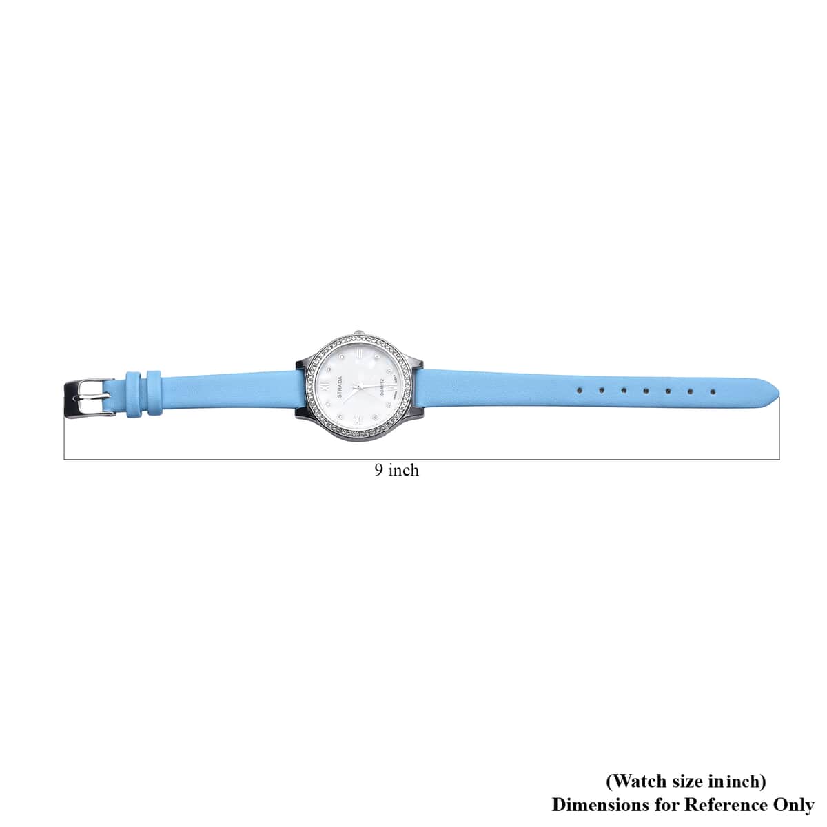 Strada Austrian Crystal Japanese Movement Watch with Turquoise Blue Faux Leather Strap image number 6