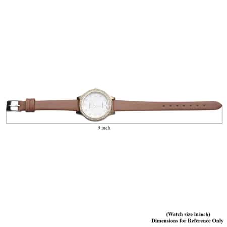Strada Austrian Crystal Japanese Movement Watch with Coffee Faux Leather Strap image number 6