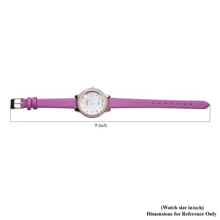 Strada Austrian Crystal Japanese Movement Watch with Purple Faux Leather image number 6