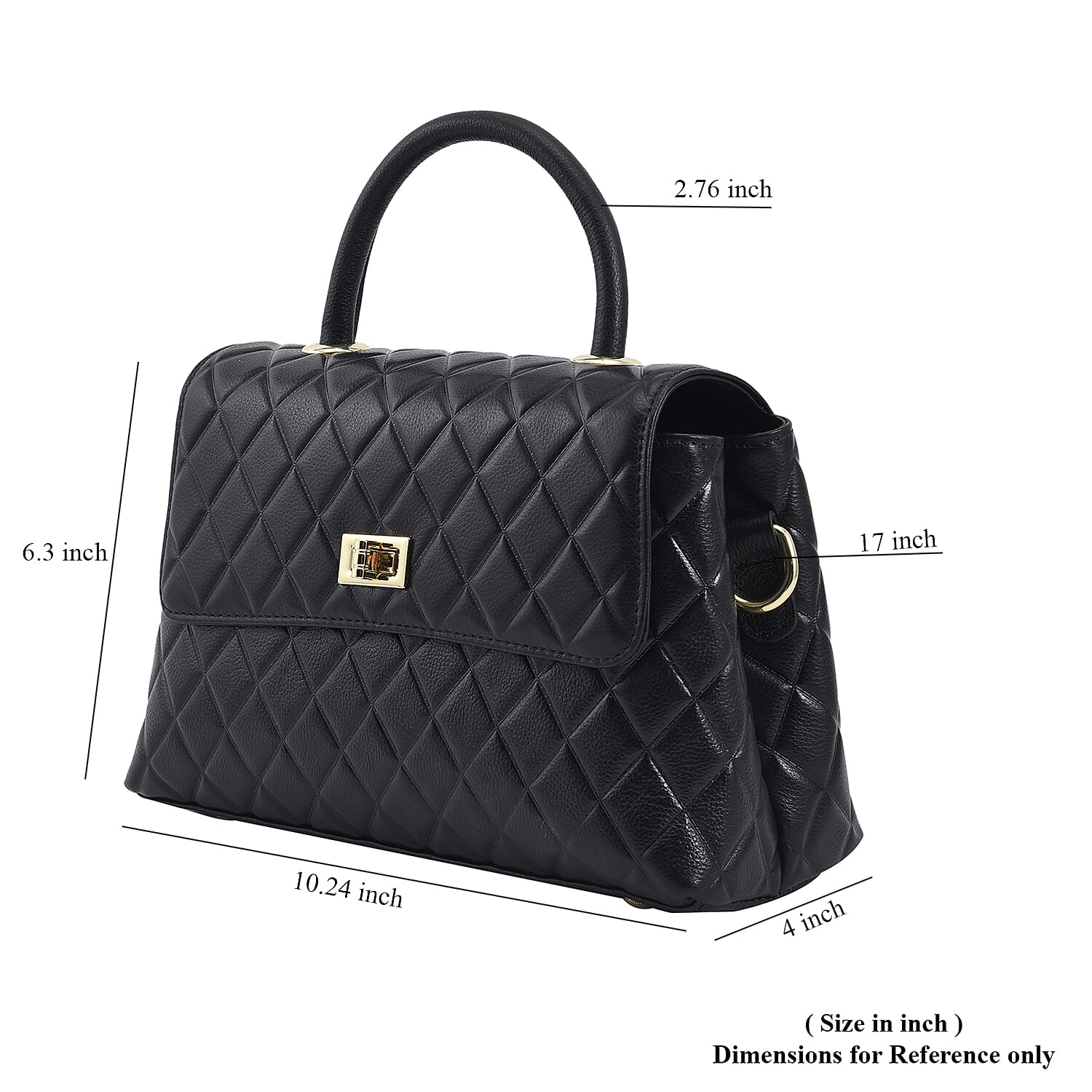 Genuine Leather Tote Bag , Black Tote Bag , Quilted Pattern Tote Bag , Work Tote Bag , Tote Bag with Detachable Strap