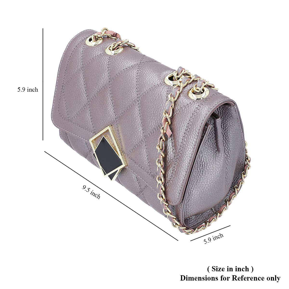Light Gray Genuine Leather Diamond Quilted Pattern Crossbody Bag image number 6