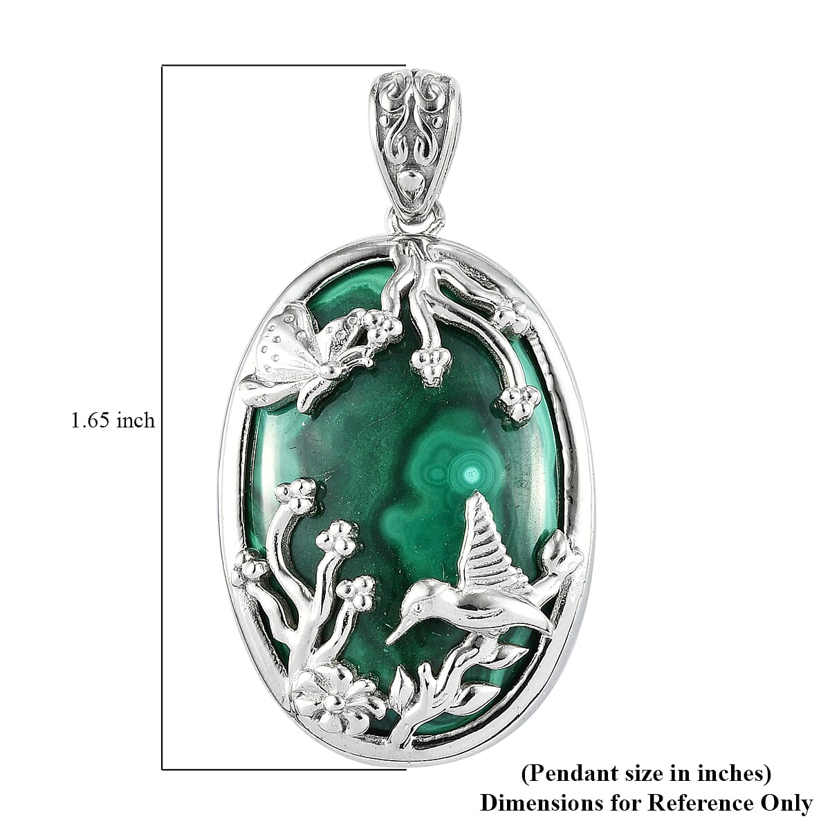 African Malachite Pendant in Platinum Over Copper with Magnet 41.75 ctw
