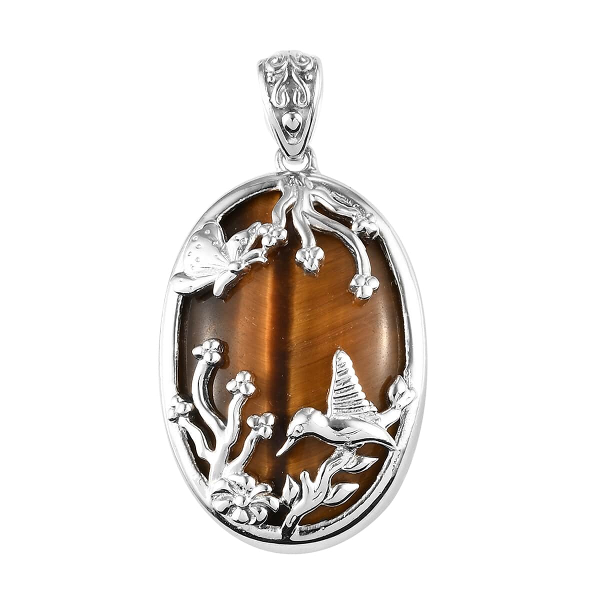 Tiger's Eye Pendant in Platinum Over Copper with Magnet 32.75 ctw image number 0