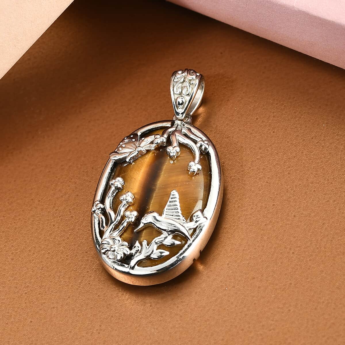 Tiger's Eye Pendant in Platinum Over Copper with Magnet 32.75 ctw image number 1