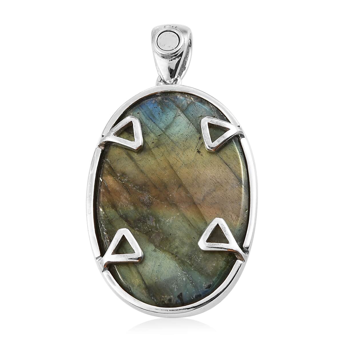 Malagasy Labradorite Fancy Pendant in Platinum Over Copper with Magnet 37.00 ctw image number 3