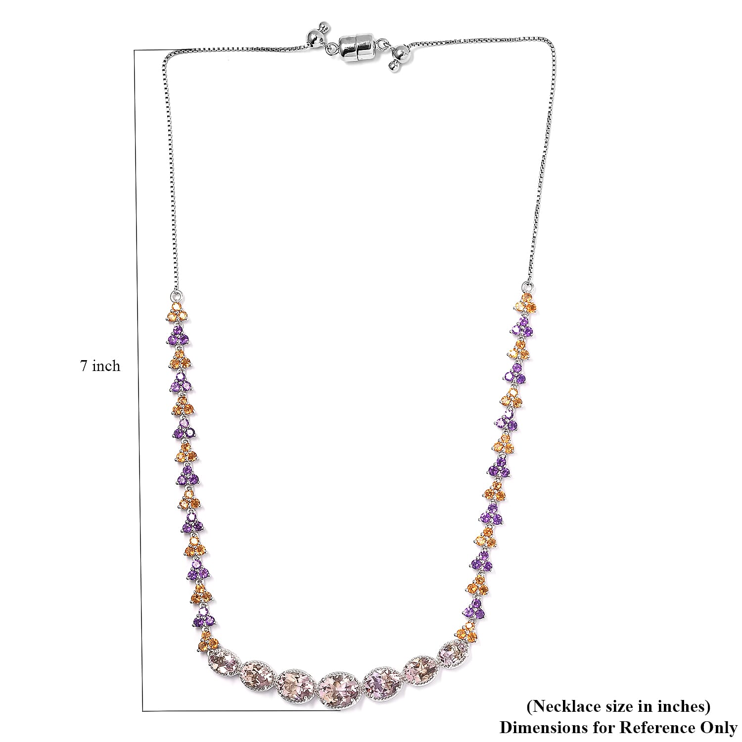 Premium Anahi Ametrine and Multi Gemstone 15.50 ctw Necklace in Platinum Over Sterling Silver 19 Inches