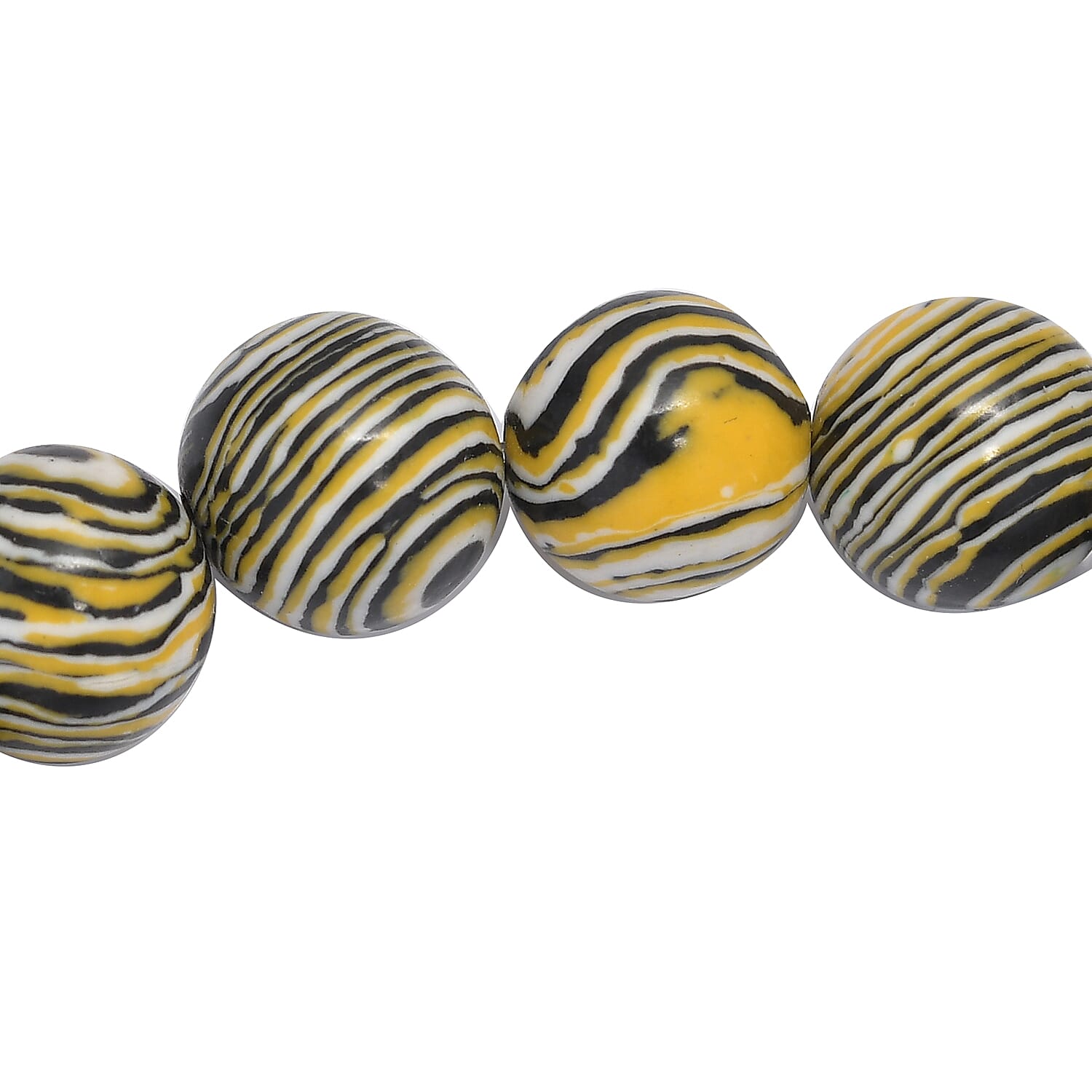 Simulated Black and Yellow Malachite Beaded Stretch Bracelet 186.25 ctw