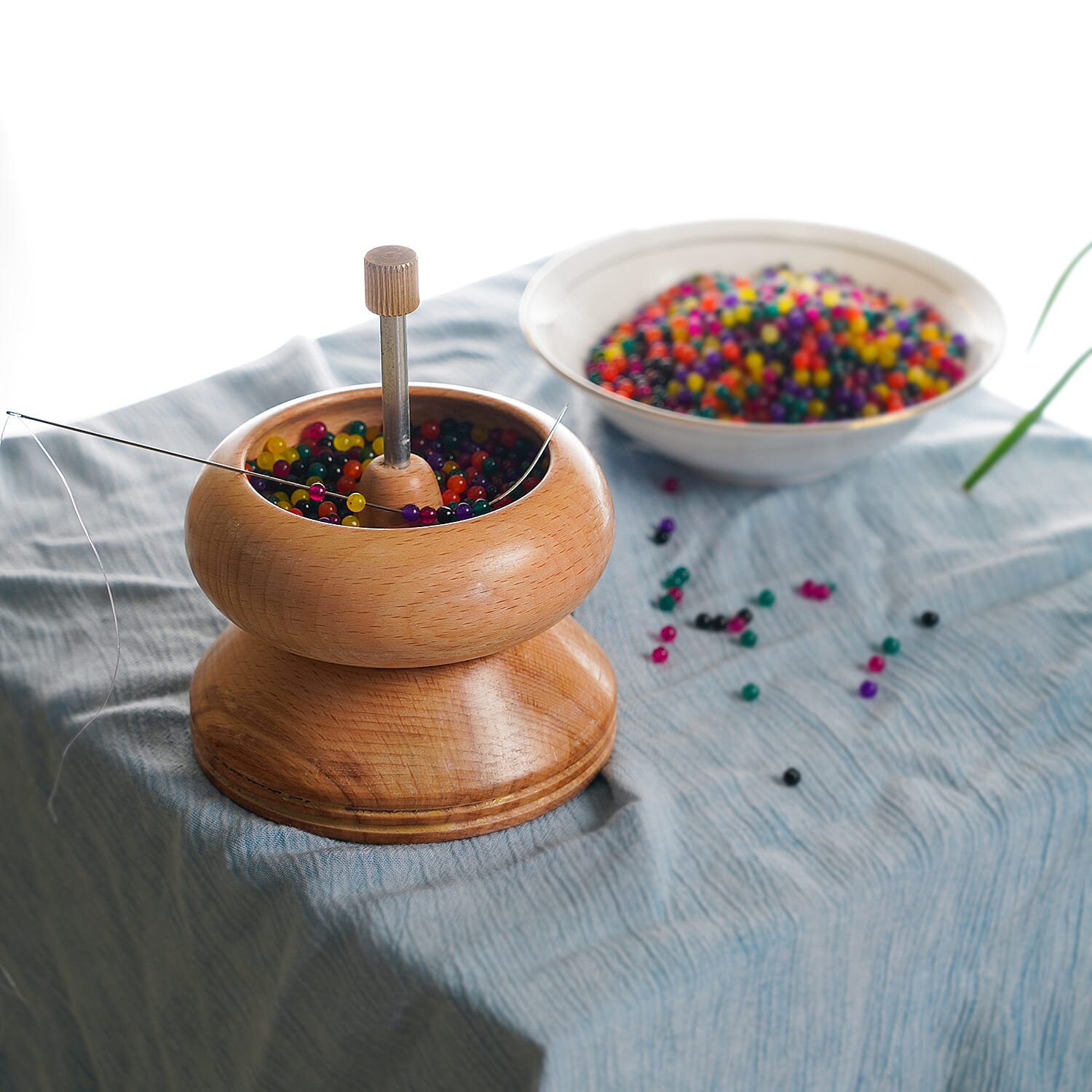 Gem Workshop Wooden Bead Spinner with Steel Needle and Fish Wire