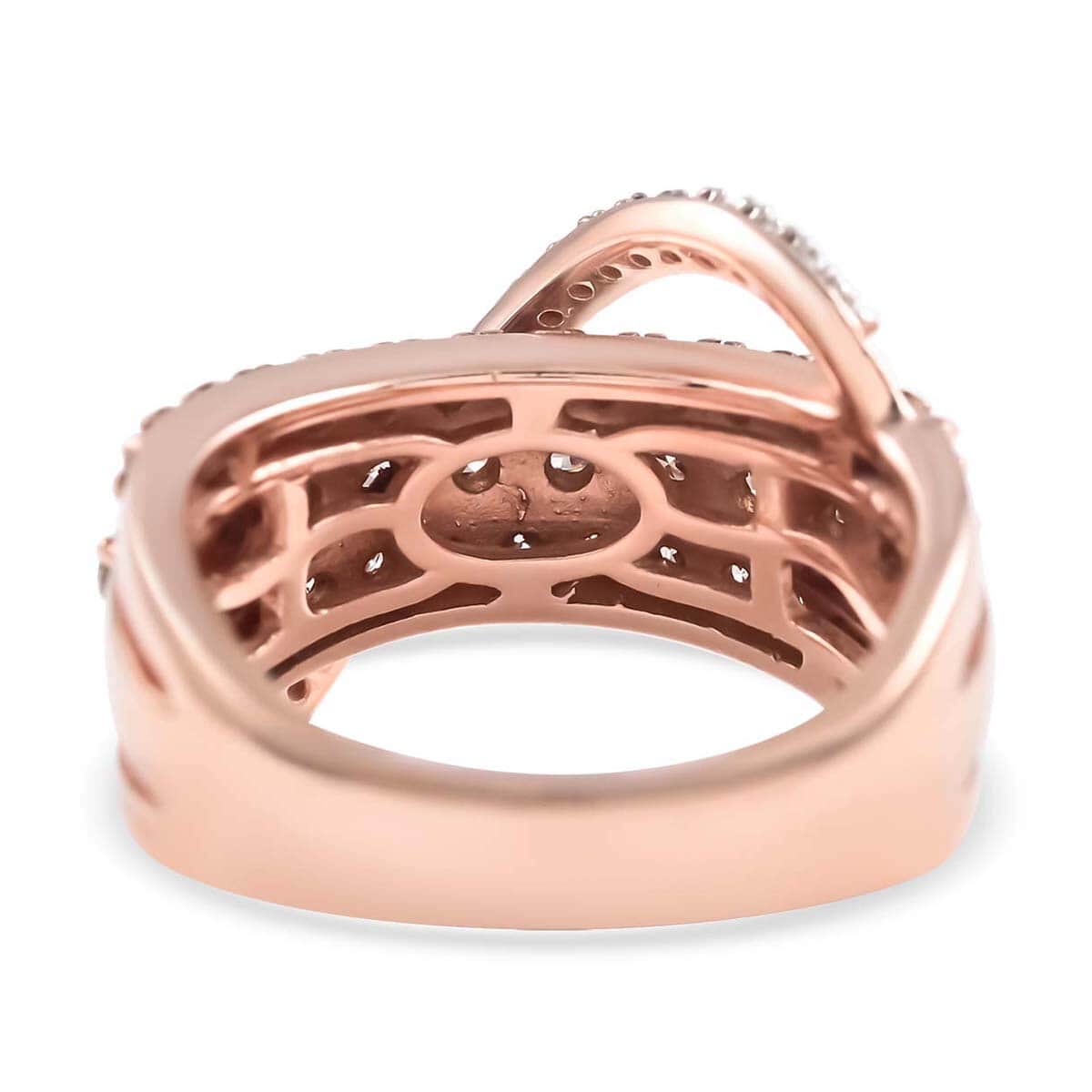 Natural Champagne and White Diamond Ring in Vermeil Rose Gold Over Sterling Silver (Size 6.0) 0.75 ctw image number 4