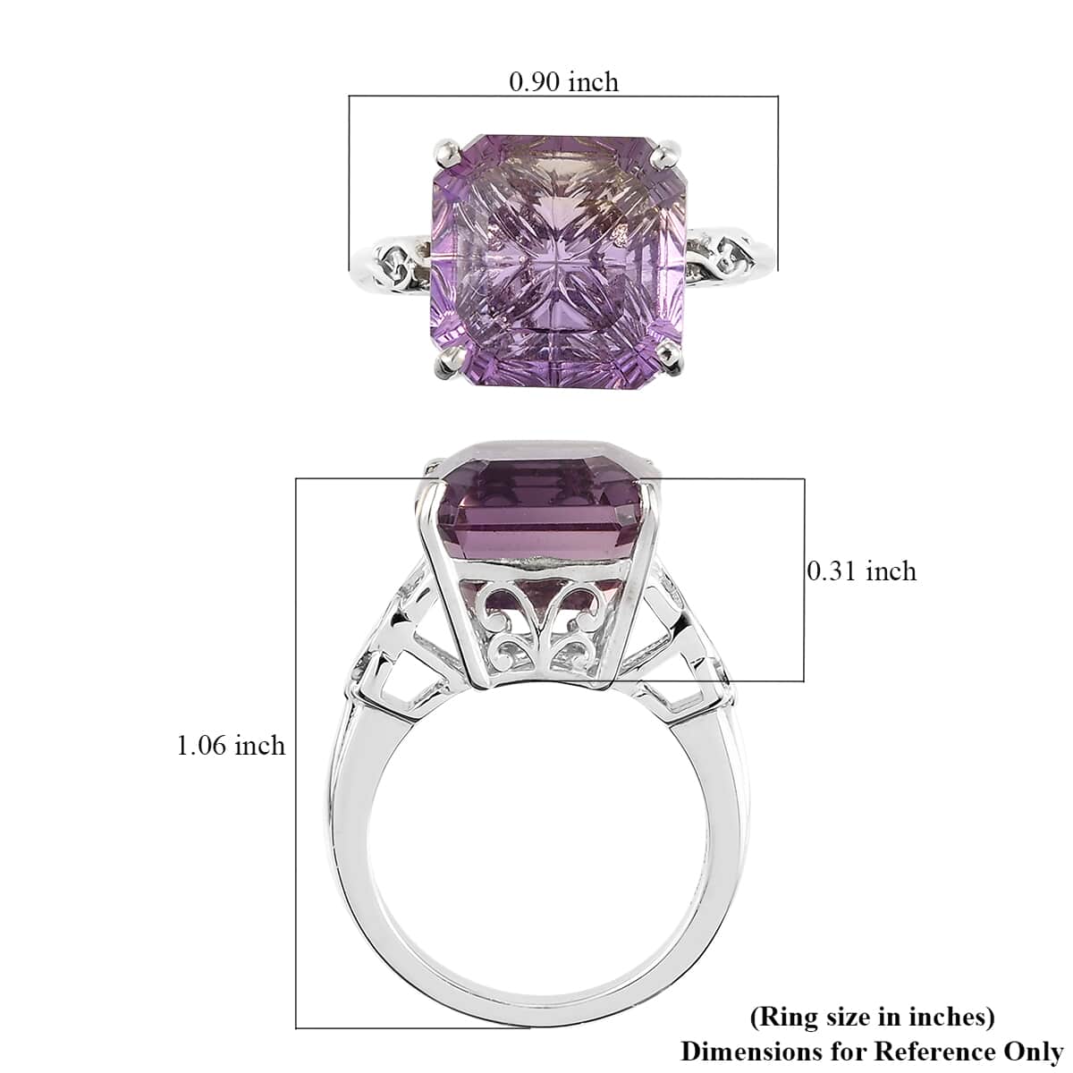 Anahi Ametrine Solitaire Ring in Platinum Over Sterling Silver 9.10 ctw image number 5