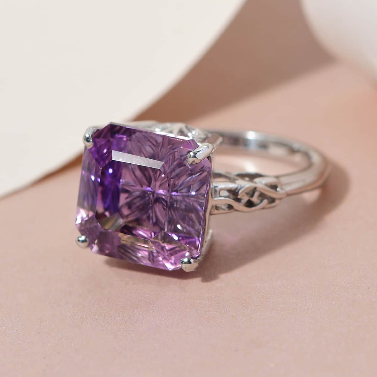 One Of A Kind One Of Kind Anahi Ametrine Fancy Cut Interlocked Floral Statement Cocktail Ring in Platinum Over Sterling Silver (Size 7.0) 9.10 ctw image number 1