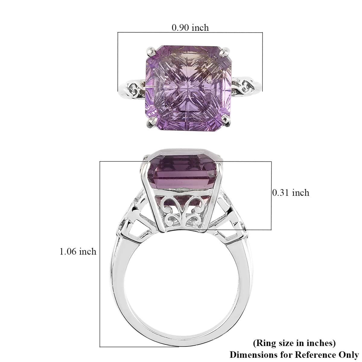 One Of A Kind One Of Kind Anahi Ametrine Fancy Cut Interlocked Floral Statement Cocktail Ring in Platinum Over Sterling Silver (Size 7.0) 9.10 ctw image number 5