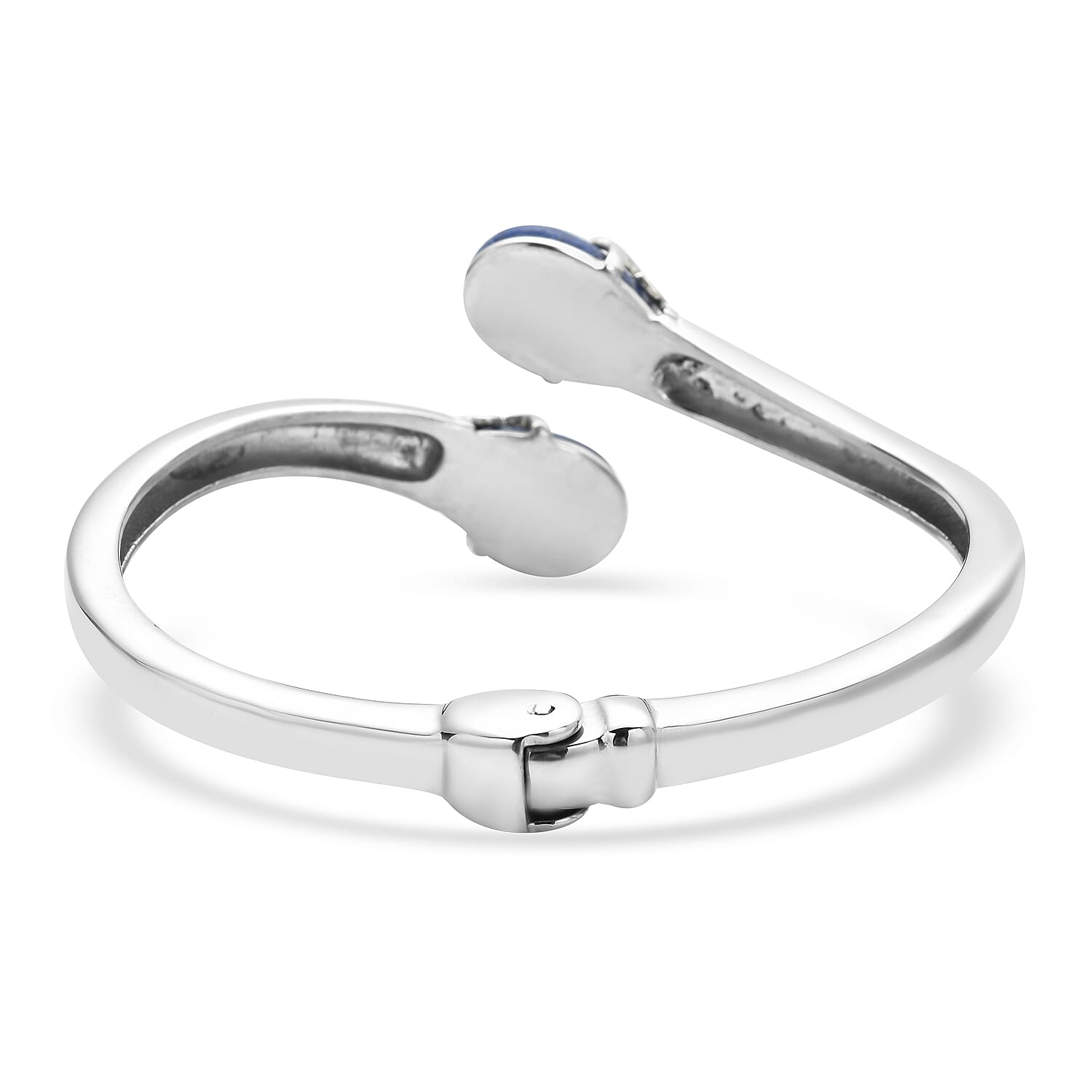Lapis Lazuli Bypass Cuff Bracelet in Stainless Steel (6.75 In) 12.25 ctw